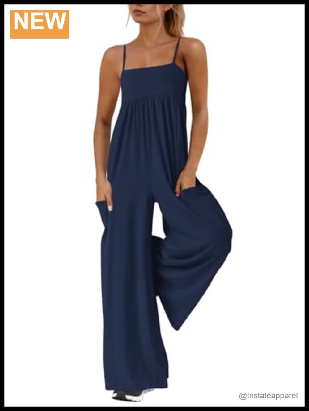 Womens Wide Leg Sleeveless Jumpsuit Square Neck One Piece with Pockets